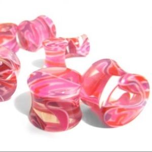 Hot Pink Swirly Double Flare Plugs
